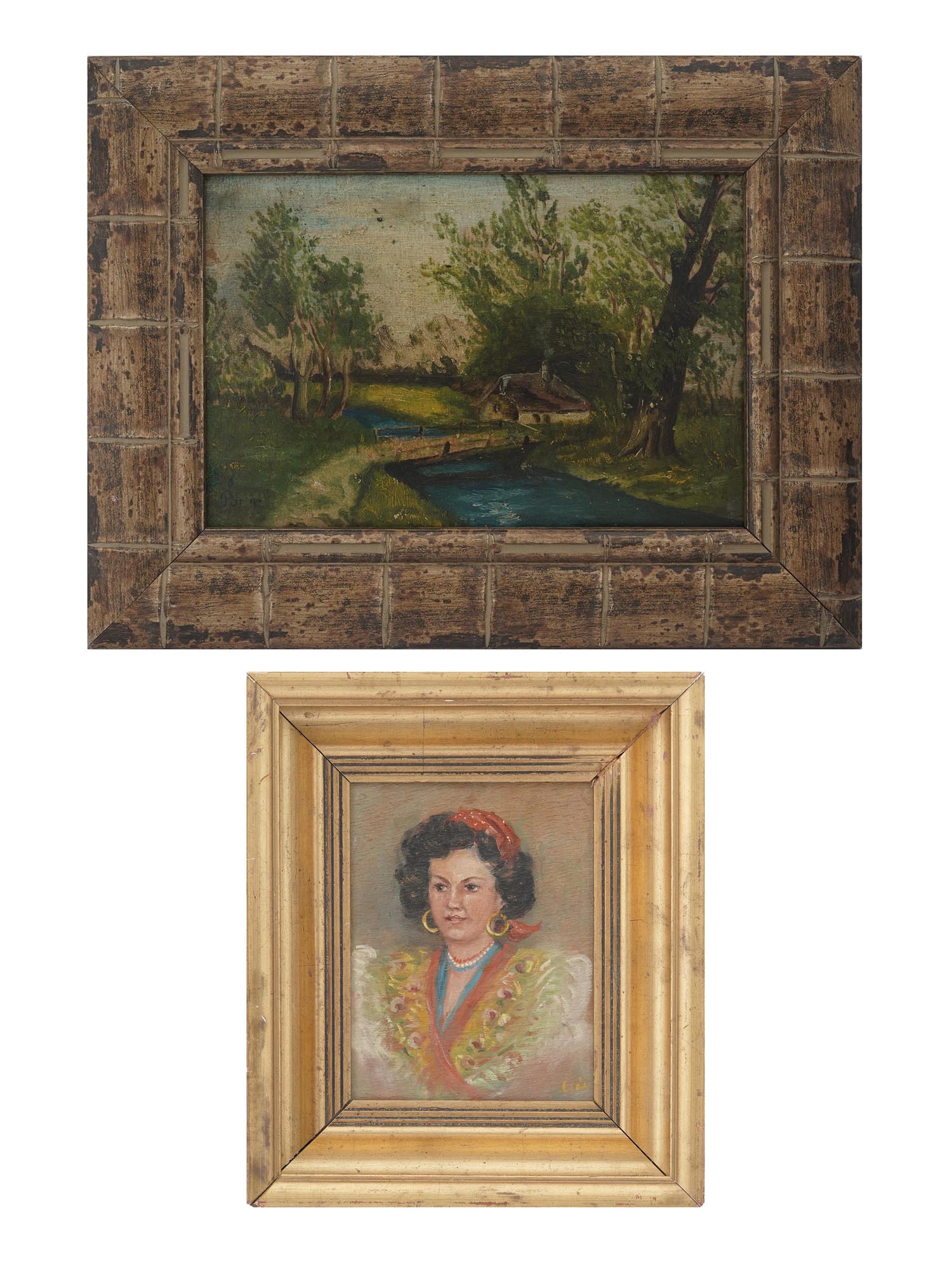 FRAMED PAINTINGS BY BERTALAN POR AND ISTVAN CSOK